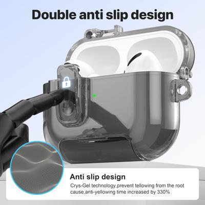 For Apple Airpods Pro 3 Case Cover 2025 Clear Magnetic Automatic Lock Case with Phone Stand &Cleaning Kit for Airpods Pro 3 Case