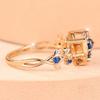 Elegant Gold Color Blue Zircon Flower Side Butterfly Ring for Women Daily Wear