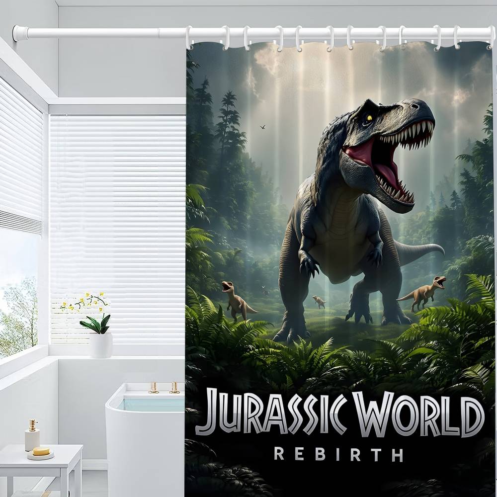 Movie Jurassic Park Dinosaur World Modern Simple Shower Curtain Bathroom Decorative Polyster Shower Curtain with Hook