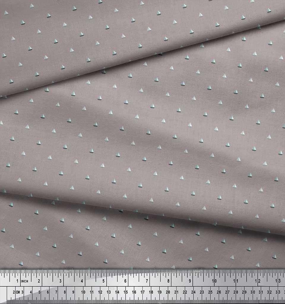 Soimoi Japan Crepe Satin Fabric Sailboat Shirting Fabric Prints By metre 42 Inch