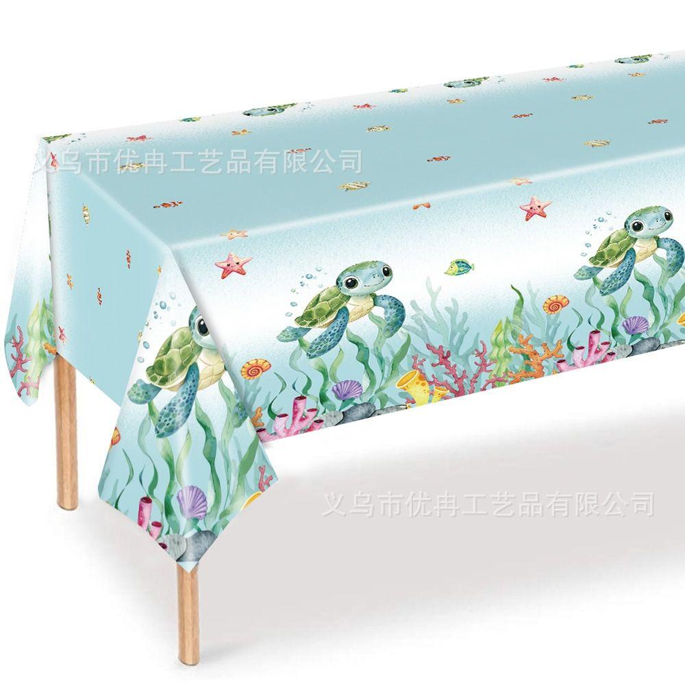 Ocean Sea Turtle Animal-Themed Disposable Paper Plates, Tablecloths, and Napkins Party Set and Decorations
