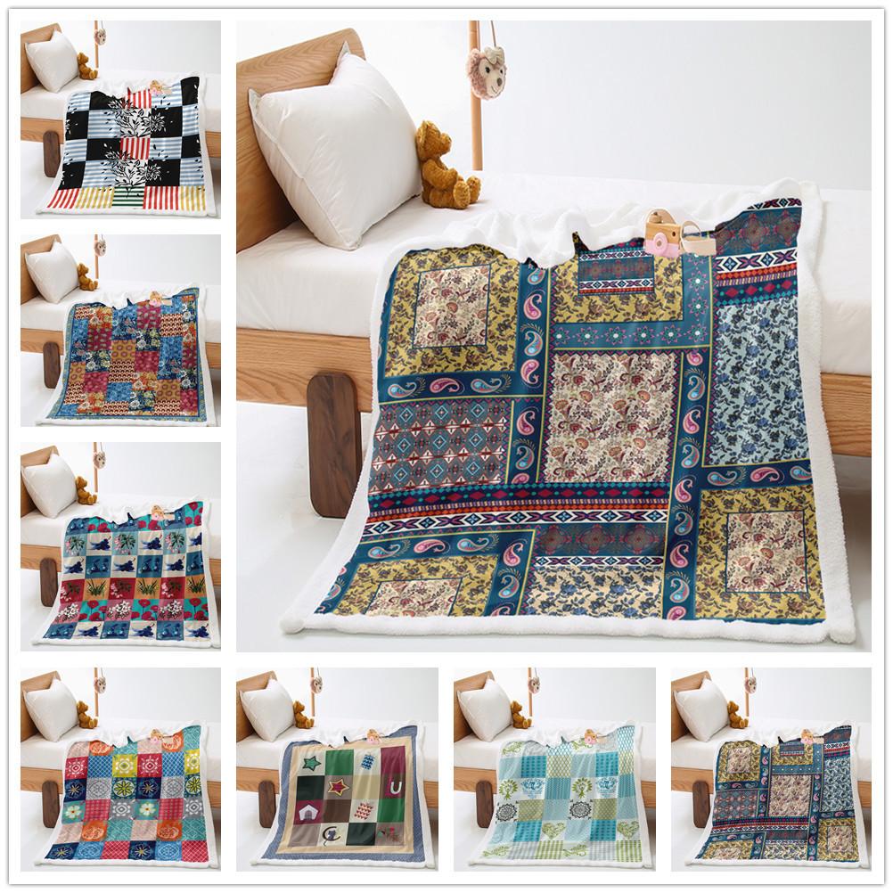Ethnic Pattern Blanket 2D Digital Printing Thickened Blanket Lamb Fleece Crystal Fleece Blanket