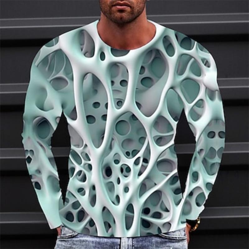 Men's T Shirt Tee Graphic Abstract Crew Neck Clothing Apparel 3D Print Outdoor Daily Sports Long Sleeve Print Vintage Fashion Designer