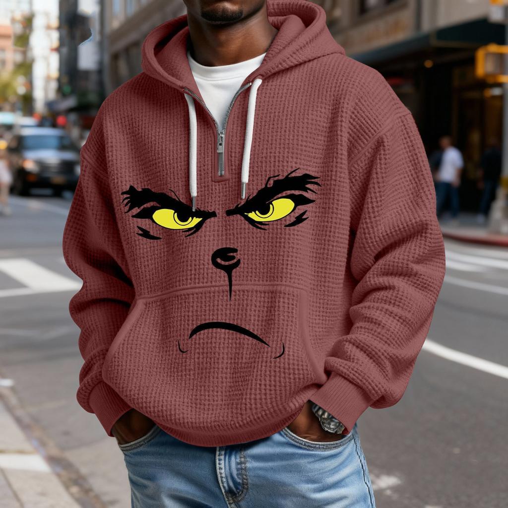 Mokaloha Men's Casual Solid Color  Zipper Long Sleeve Hooded Sweatshirt, Everyday Zipper Casual Long Sleeve T-Shirt