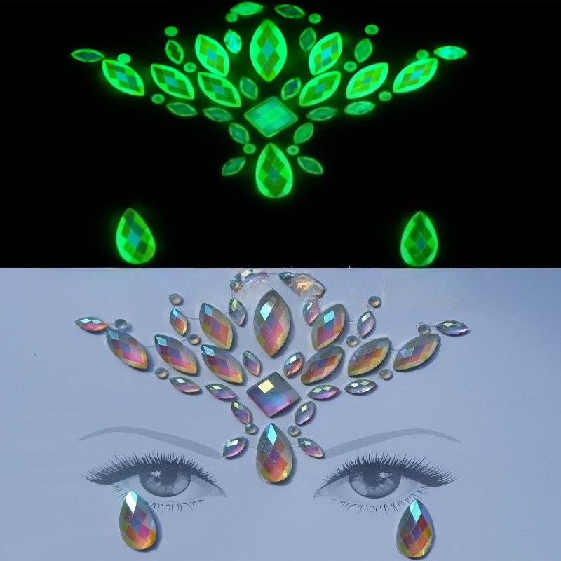 Crystal Tattoo Sticker Glitter Eyeliner Eyebrow Makeup Face Eyes Diamond Temporary Tattoo Rock Rhinestone 3D Eyeliner Stickers