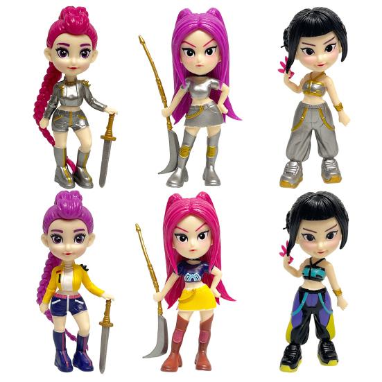 6Pcs PVC Kpop Hunter Figure Animated Movie Character Figurine Statue Cartoon Girl Collectible Model Home Office Desktop Decoration Ornament