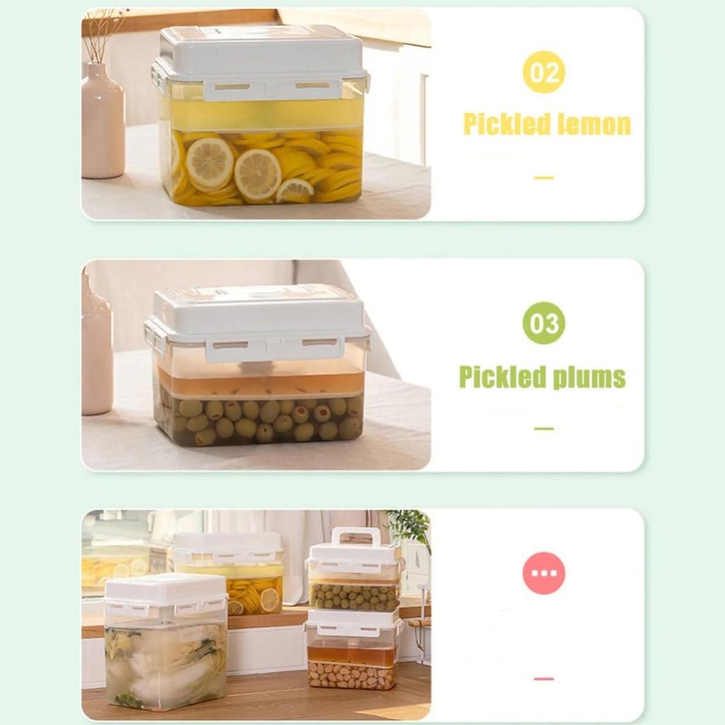 4L Pickle Kimchi Containers Press Plate Leakproof Airtight PP Storage Container with Handle