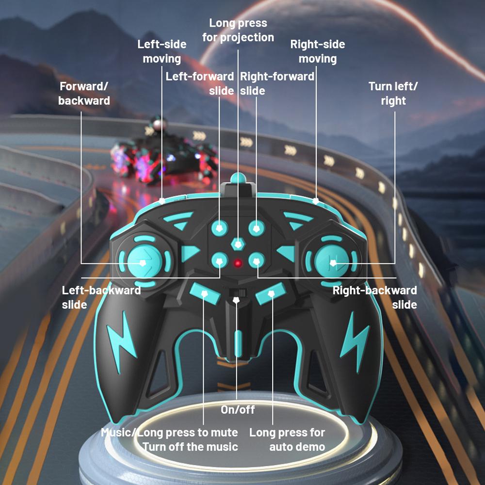 Remote Control Stunt Car with Pojection Light Music 2.4GHz 360 Degrees  Rotating Remote Control Car One