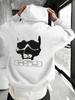 Men's Autumn/Winter Pattern Print -Lined Hooded Sweatshirt, Versatile Sporty Casual Loose Fit Hoodie