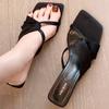 Fashion Square Toe Narrow Strap Women Sandals 2025 Summer Open Toe thin Heel Slide Sandals Fashion Elegant Comfortable High Heeled Shoes