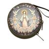 Virgin Mary Prayer Rosary Storage Bag Round Iron Artwork Religious Jewelry Box Cartoon Elegant Religious Articles Catholic Use