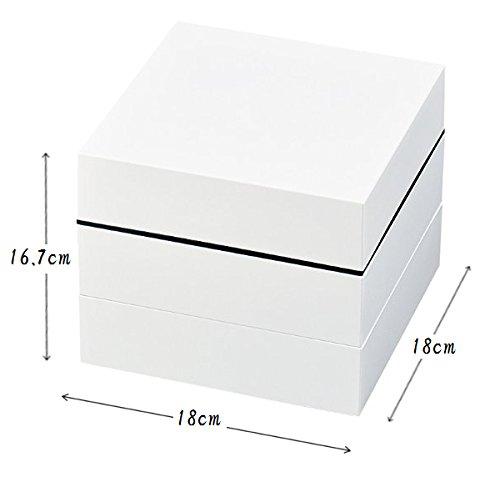 Showa Three-Tiered Jubako (Hall) Box with Seal Lid, White, Approx. 18cm H X 18cm W X 16.7cm D, Stylish, Perfect for Sports Day, Cherry Blossom Viewing