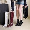 French High Heel Pointed White Spice Girl Style Skinny Boots Women's Shoes Spring and Autumn Single Boots Skinny Heel Fashion Knight Boots