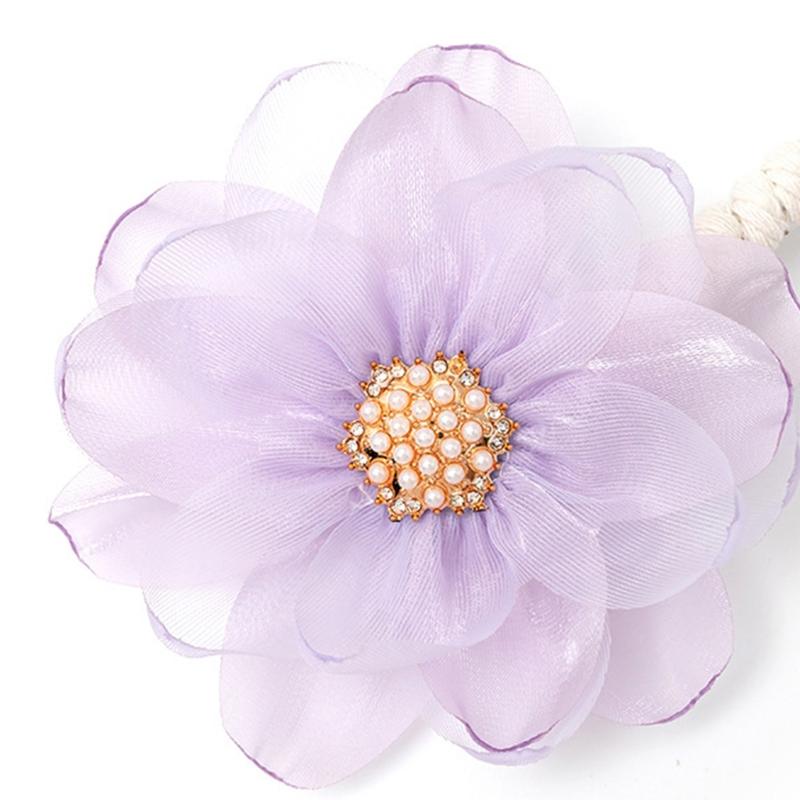 2Pcs Handmade Flower Curtain Tieback Elegant Decorative Clip Window Drapery Holdback Buckles Tie for Living Room Bedroom