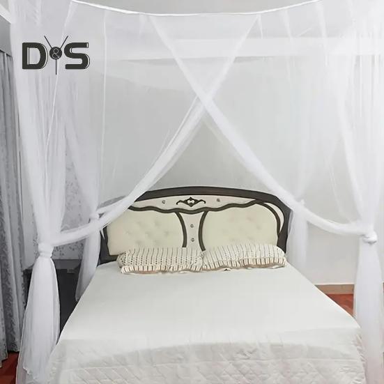 Plasă de țânțari pat dublu Baldachin cu plasă fină Respirabil 4 colțuri Cort de pat de vară pentru uz interior exterior Familie Cămin