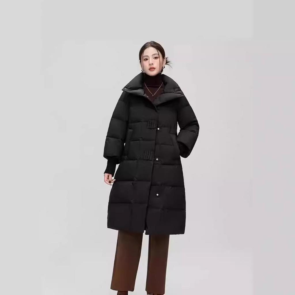 Winter Women's Plus Size Long Knee-length Warm Cotton Clothes Lapel Soft Jacket Knee-length Warm Jacket