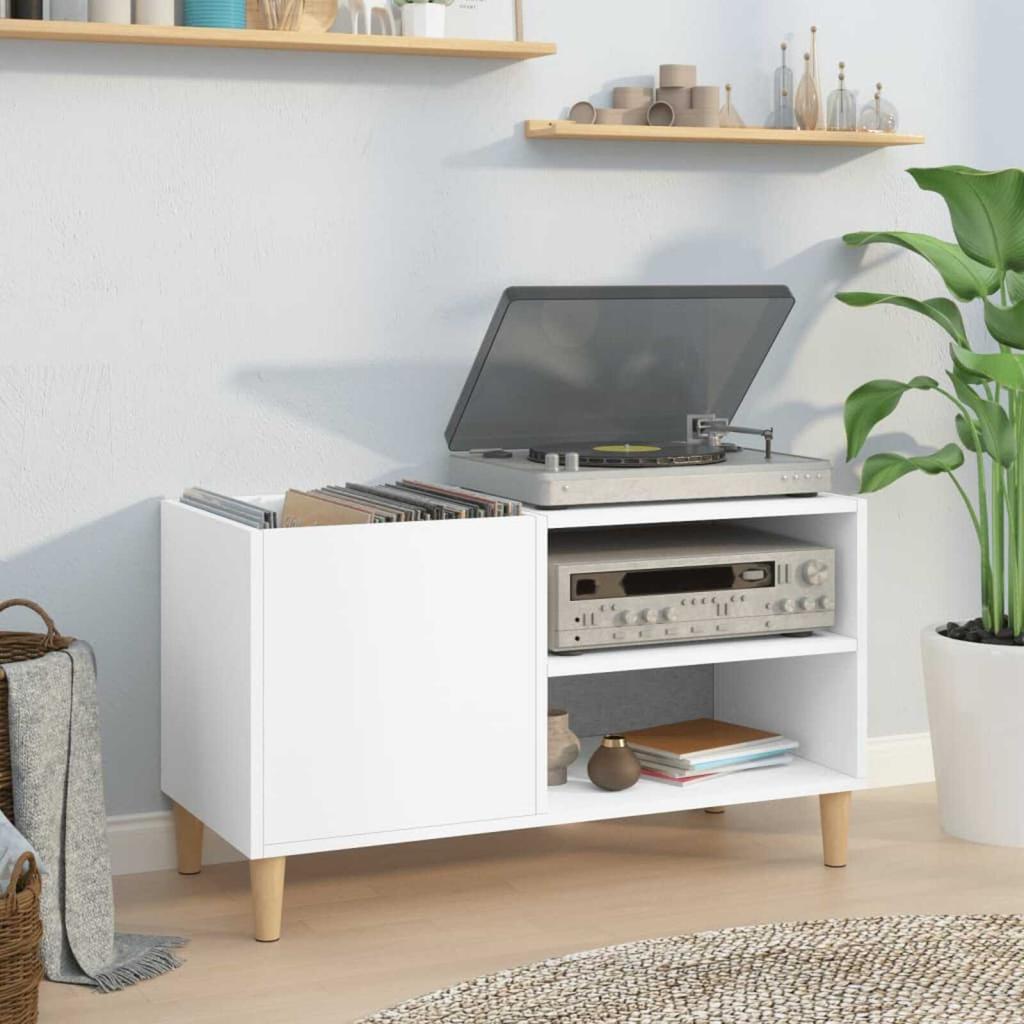 Wohnzimmer-Bücherregal Mit Abtrennung Und Stauraum, CD-/Plattenregal Mit 2 Offenen Regalen, Runder Aprikosenboden, 84,5 X 38 X 48 Cm