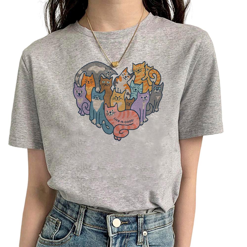 Funny Cat T Shirt Women Comic Tee Girl Funny Clothing