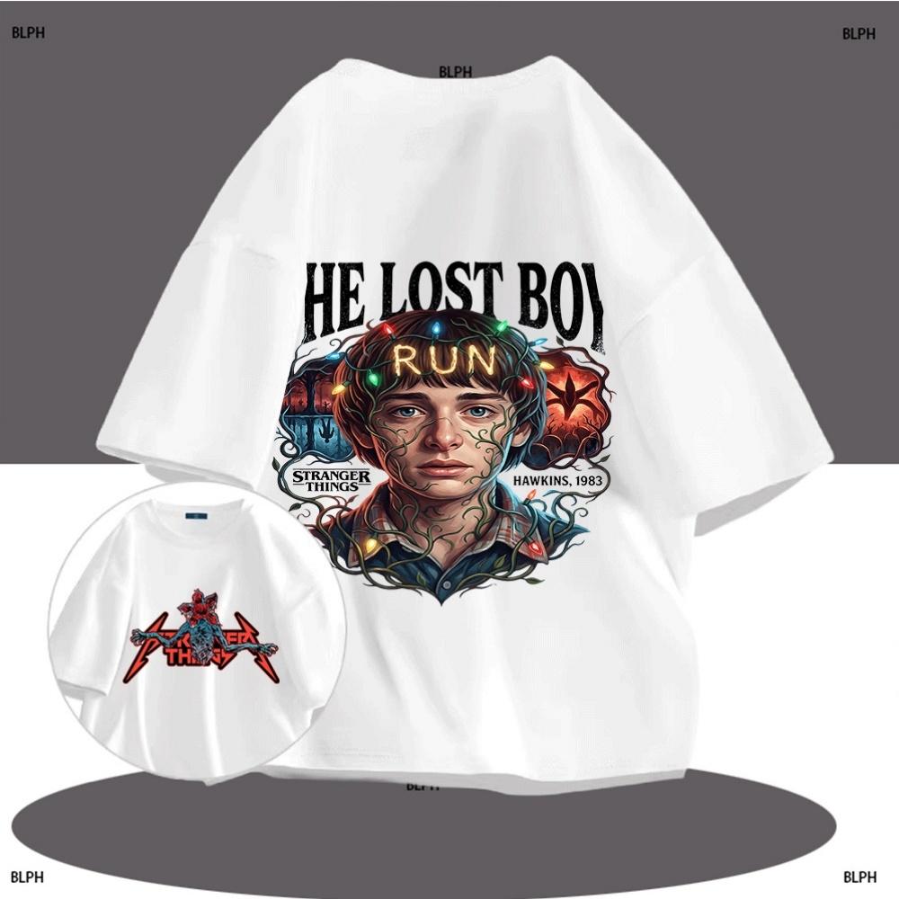 Summer Kids Fashion Stranger Things: The Lost Boys 1983 Hawkins Running Pattern T-Shirt 100