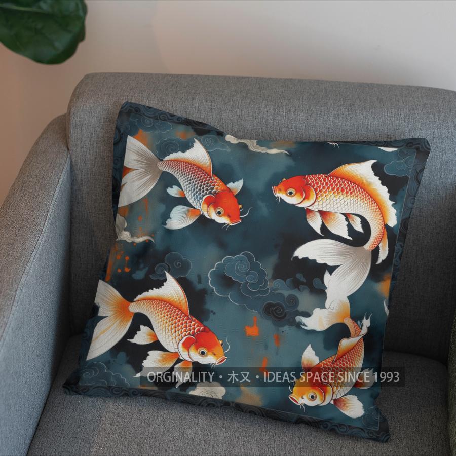 2D Stylish Fish Pattern Decorative Cushion Cover Pattern Cushion Cover Suitable For Sofa Bedroom Car Pillow Cover
