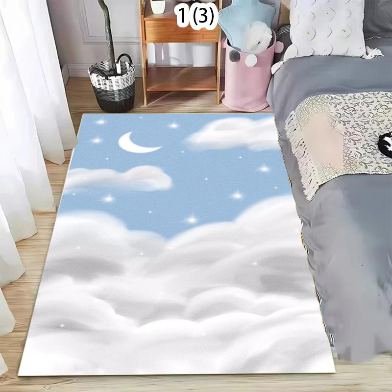 Minimalist Blue Sky and White Cloud Printed Floor Mat Children's Bedroom Decorative Door Mat Nordic Style Entrance Anti Slip Rug