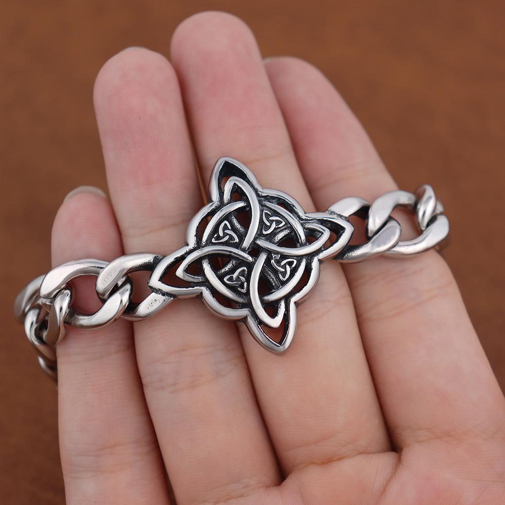 Retro Witch Knot Bracelet for Men Stainless Steel Viking Celtic Knot Bangle Trendy Jewelry Gift