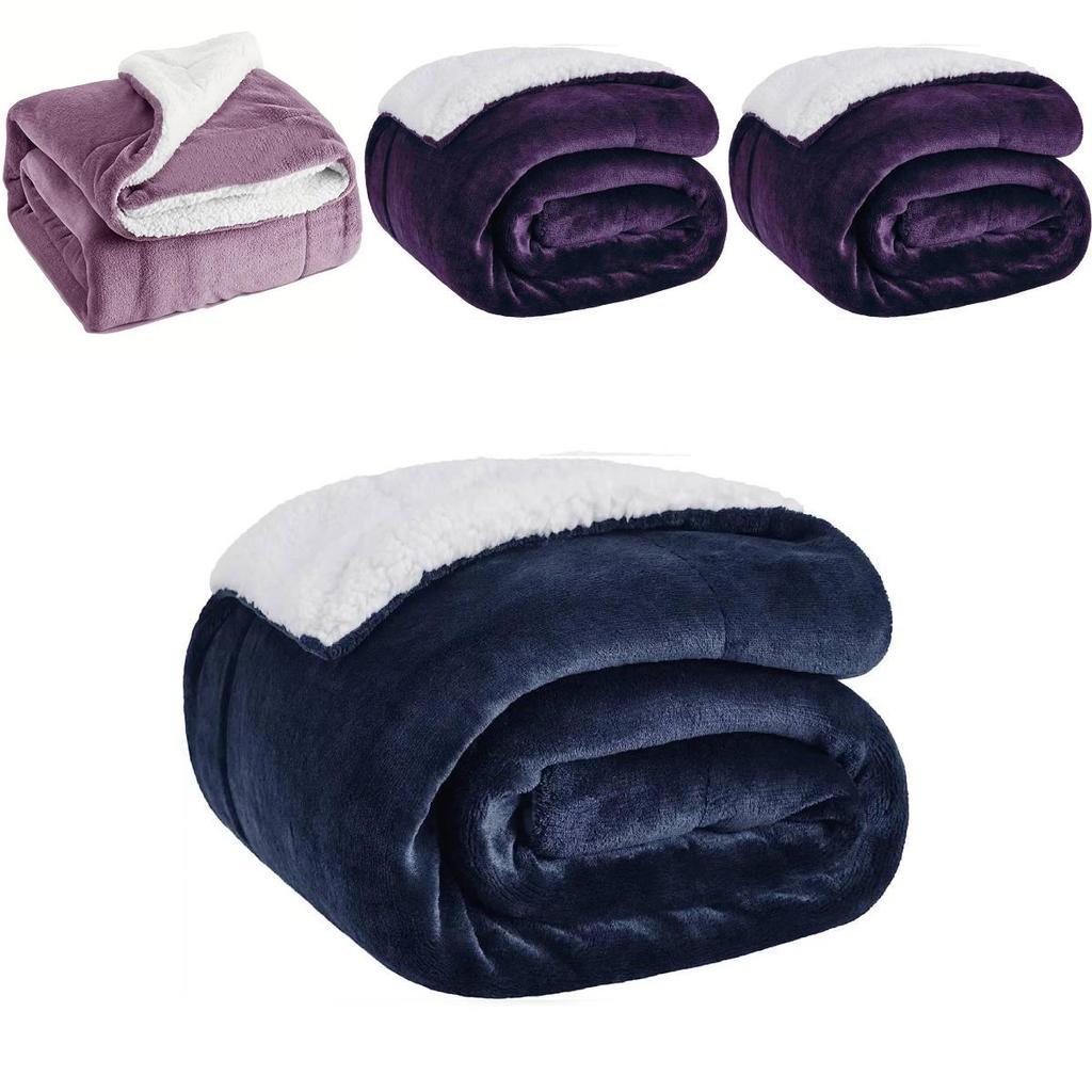 Pure Color Plush Blanket For Home Office Warmth With Doublesided Coral Fleece