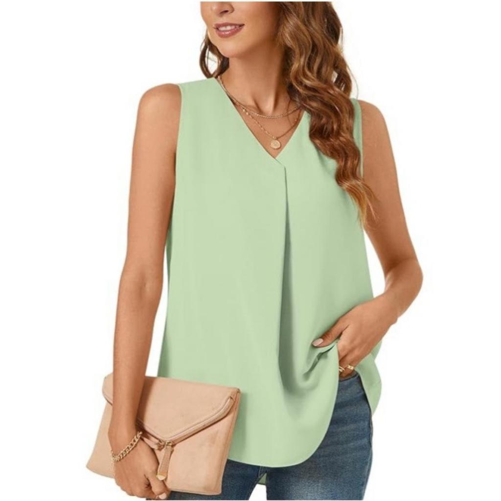 Summer Women's Loose Solid Color Chiffon Shirt Tank Top T-shirt Blouse