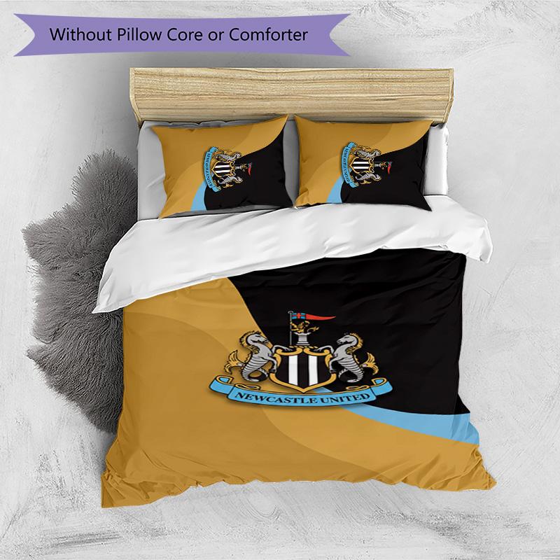 Newcastle United Football Printed 3 Pieces Bedding Set, Comfortable Skin Friendly Bedroom Duvet Cover Set