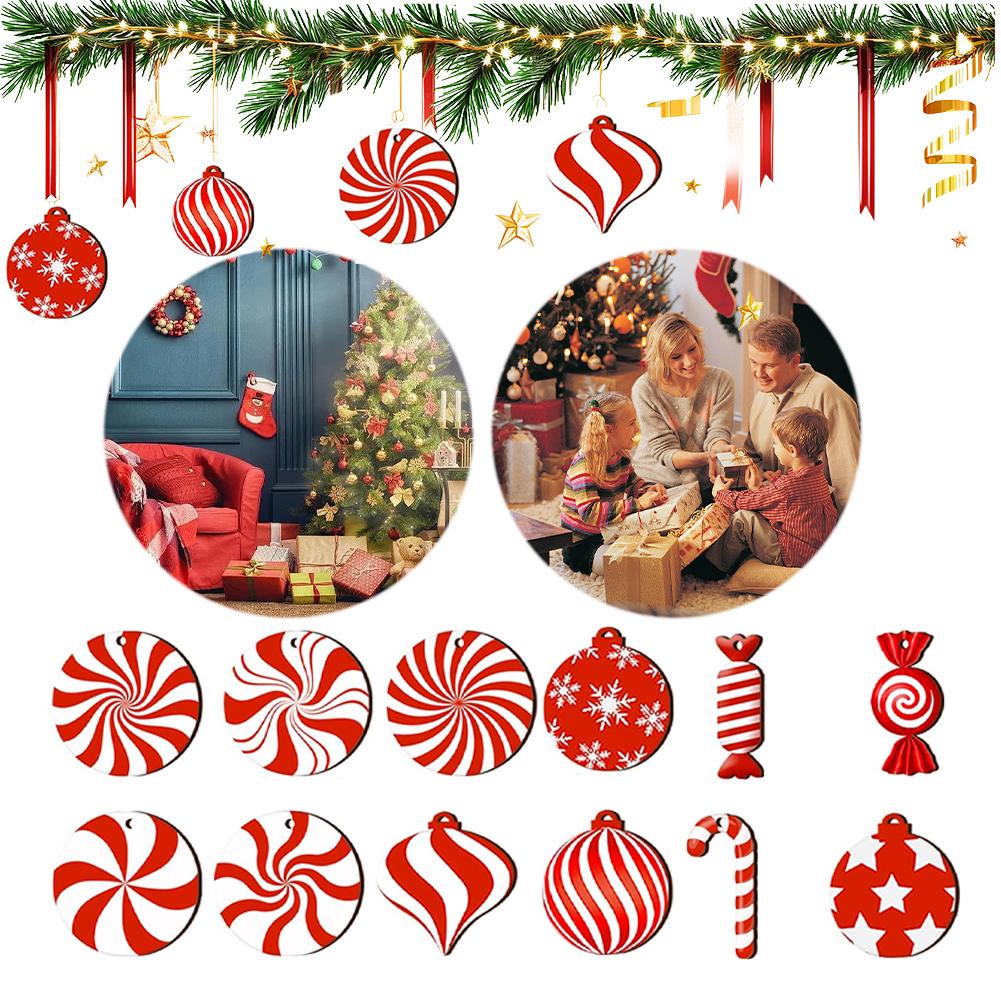 36Pcs Candy Christmas Ornaments Wooden Hanging Candy Cane Tree Decor Reusable Christmas Tree Wood Ornament for Party Supplies China Mainland