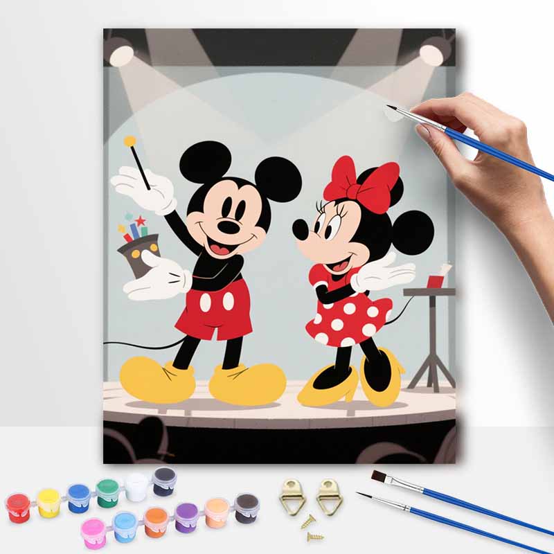 Disney Mickey and Minnie Mouse Magic Show Oil Painting by Numbers Art Kit. Handmade Diy Painting Home Decoration Gifts