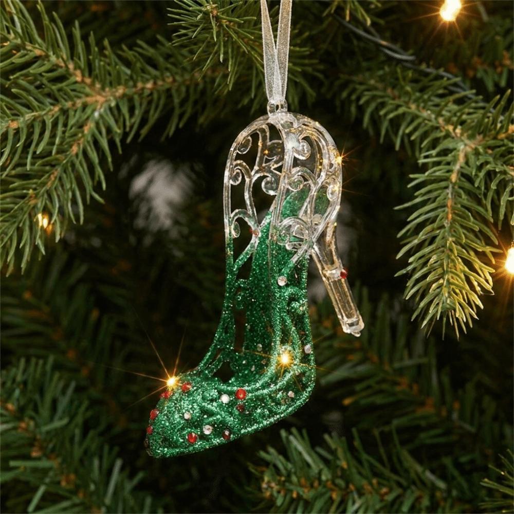 Glitter Dust Finish Christmas Snowflake Ornament Semi-Green Glitter Xmas Tree Ornament Holiday