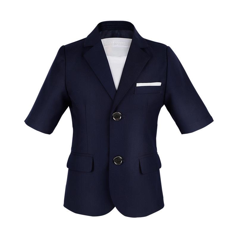 Completo Estivo Casual Blazer & T-Shirt per Bambini - Outfit Monocolore a Maniche Corte per Piccoli Fiori