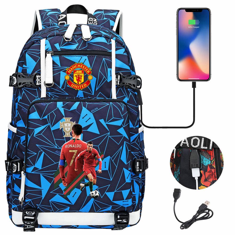 Cristiano Ronaldo Print Backpack Youth Student School Bag Unisex Casual Travel Backpack