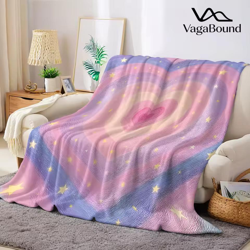 rainbow heart layers Flannel Blanket Warm Soft Halloween Christmas Decorative Couch Warm Cozy All-Season Gift