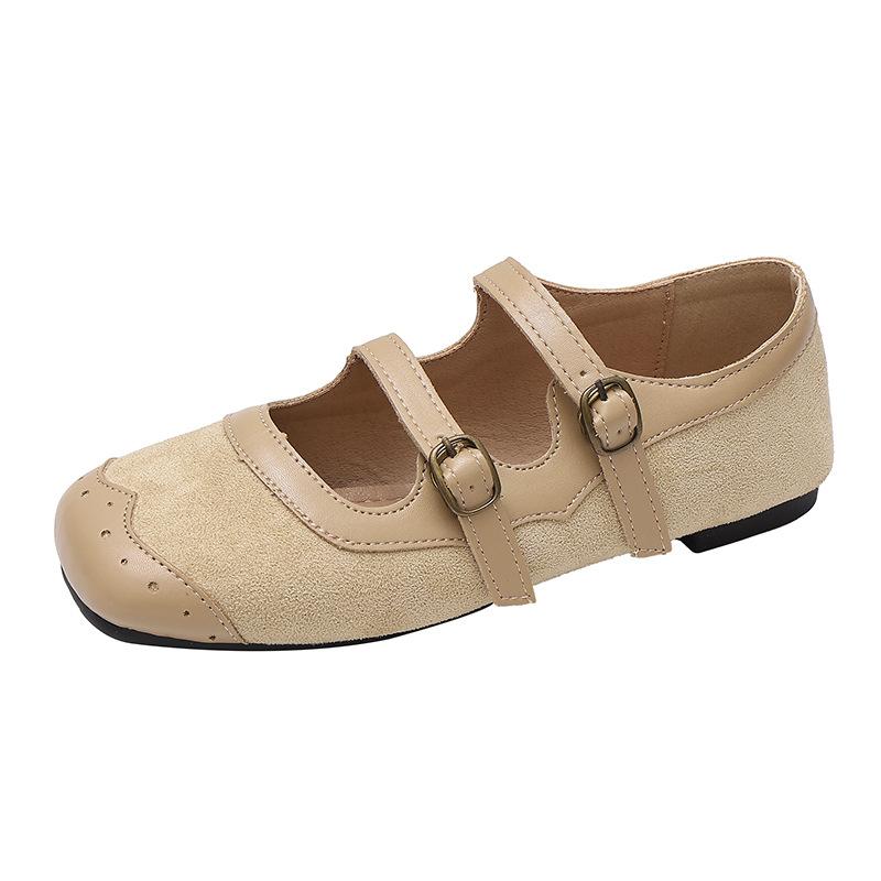 Korean Version of Niche Design Sense Flat Mary Jane Shoes Small Leather Shoes 2025 Autumn and Winter French Retro Double Buckle Single Shoes Women