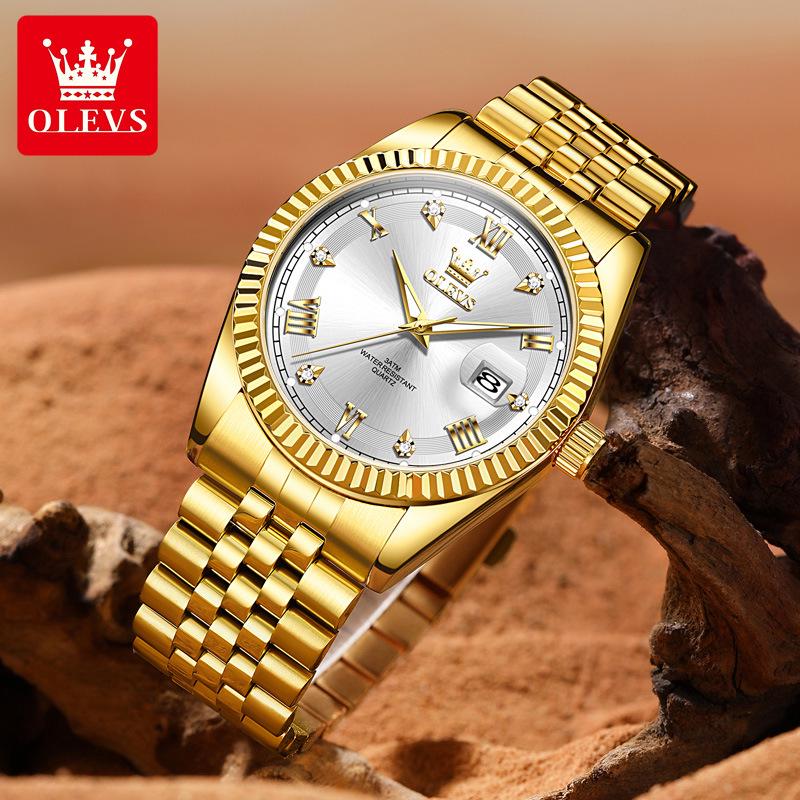 Oulishi Men's Quartz Watch: Single Calendar, Solid Band, Business Waterproof, Luminous