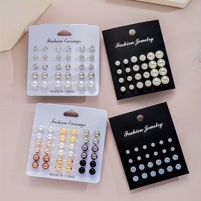 114pcs Minimalist Colored Stud Earrings Set for Women Vintage Elegant Beads Earring Dates Vacations Daily Wear Jewelry Gift 2026