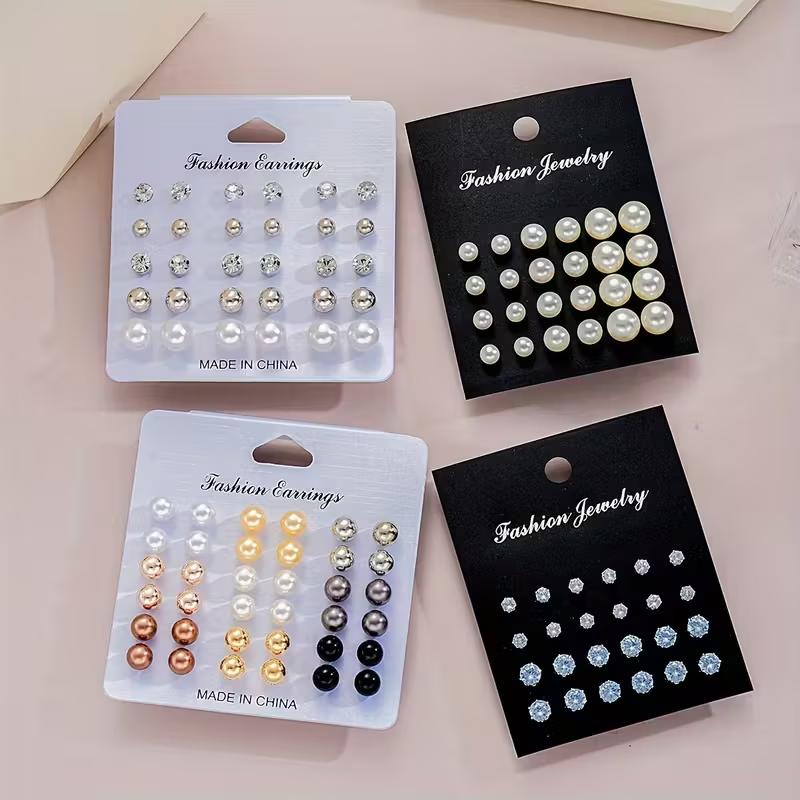 114pcs Minimalist Colored Stud Earrings Set for Women Vintage Elegant Beads Earring Dates Vacations Daily Wear Jewelry Gift 2026