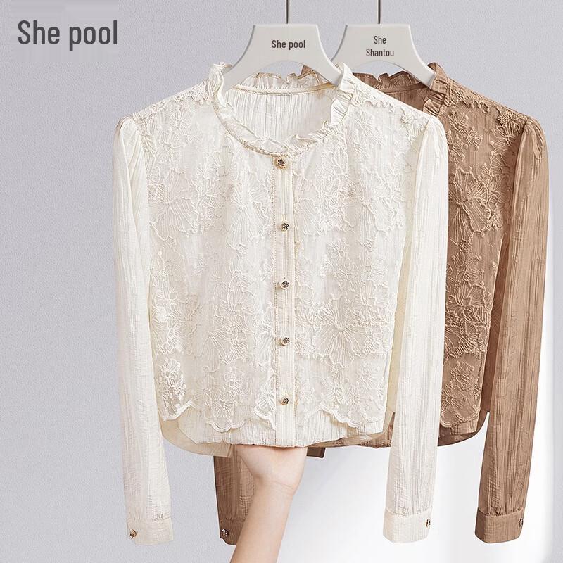 TACHEE Women s Lyocell Lace Ruffle Embroidered Shirt XL