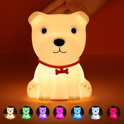 Dog Night Light Touch Sensor Colorful Silicone USB Rechargeable Bedroom LED Night Lamp