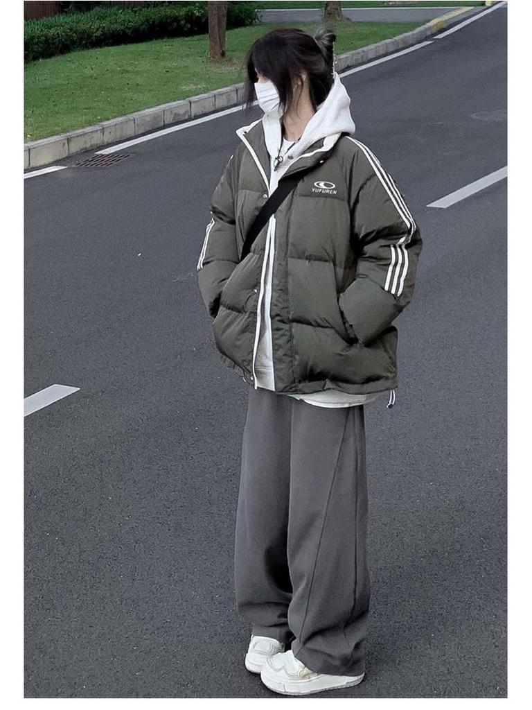 Women's 2025 Striped Stand Collar Winter Cotton Jacket