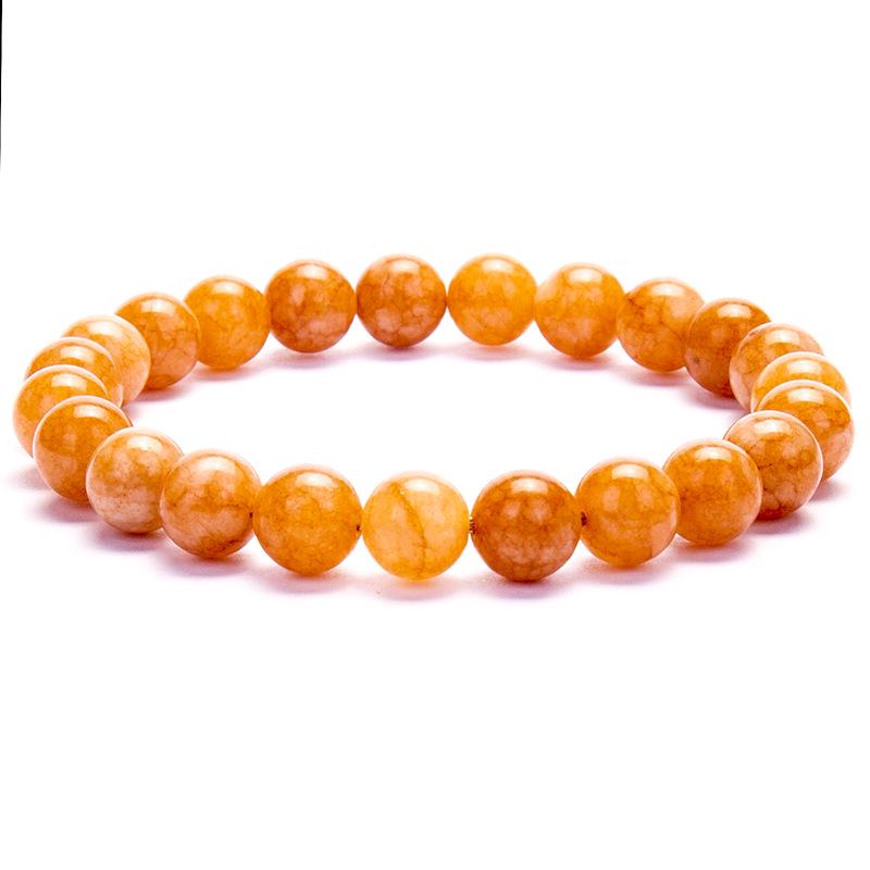 New European & American Style Cross Bracelet, 8MM Natural Stone Beaded Fashion Accessory