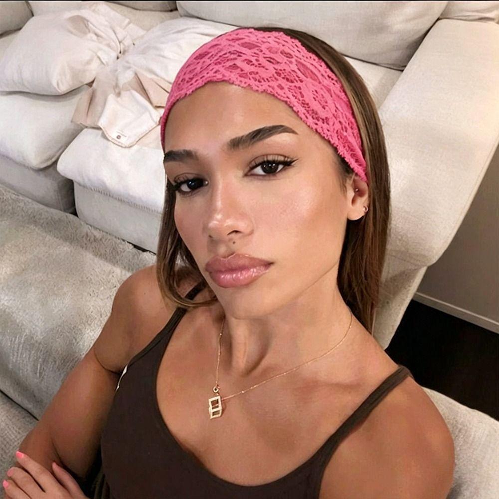 Solid Color Elastic Headband Hollow Out Wide Headbands Fashion Women's Hairband Hair Accessories