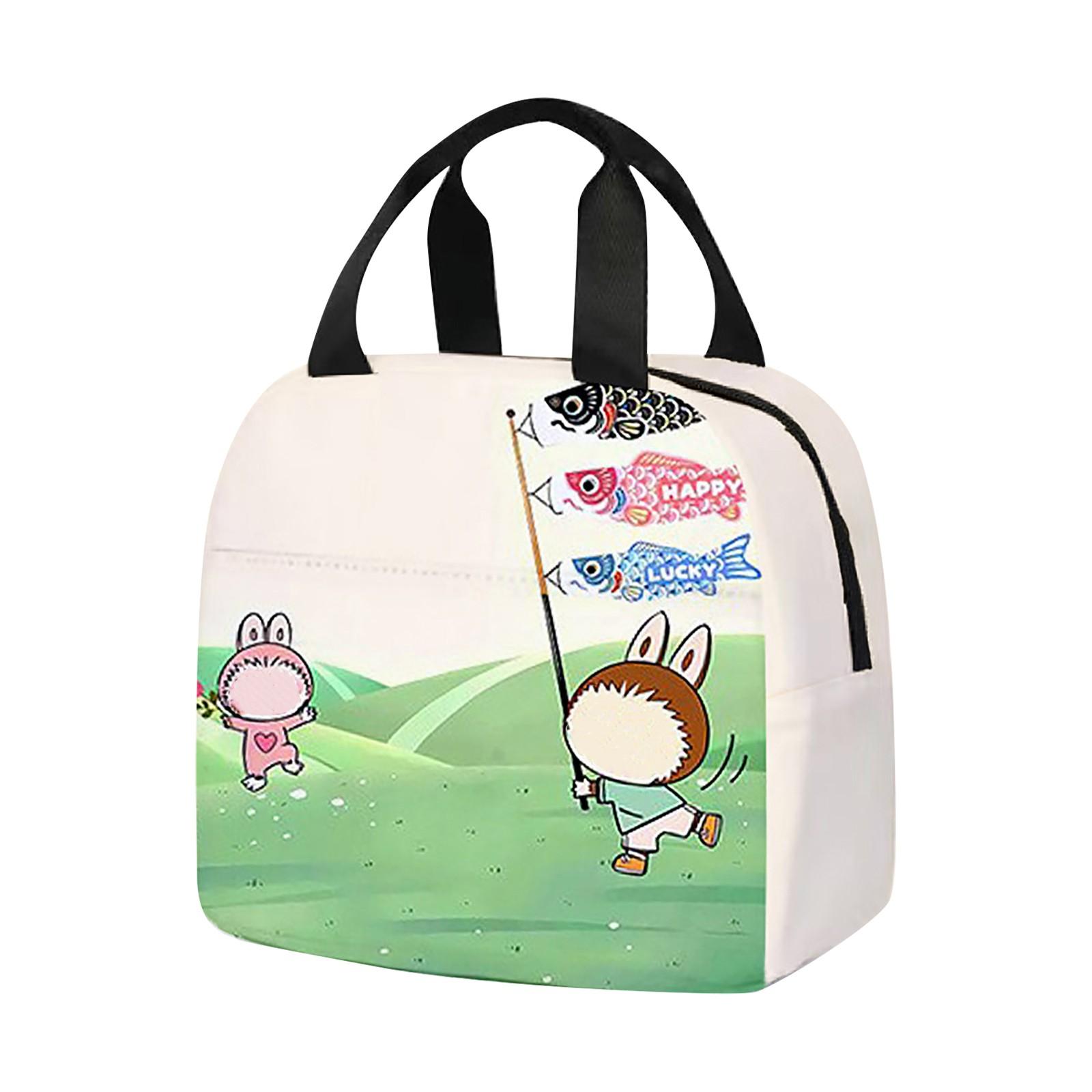 

Сумка для ланча Мультяшная сумочка Студенческая сумка для ланча Изоляция из алюминиевой фольги Сумка для еды Сумка для ланч-бокса One Size