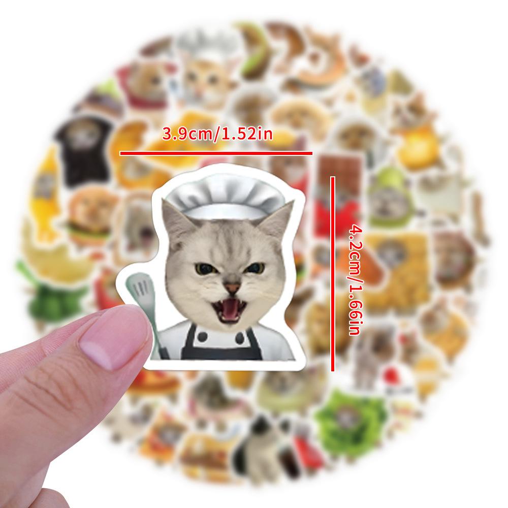100 Autocolante Graffiti Amuzante cu Mâncare și Pisici Decorează Frigiderul, Skateboard-ul, Paharul cu Apă, Autocolante de Personalitate DIY