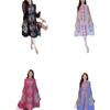 Womens Elegant Pleated Midi Dress With Floral Print Loose Fit Stand Collar Single Button Front Plus Size Friendly