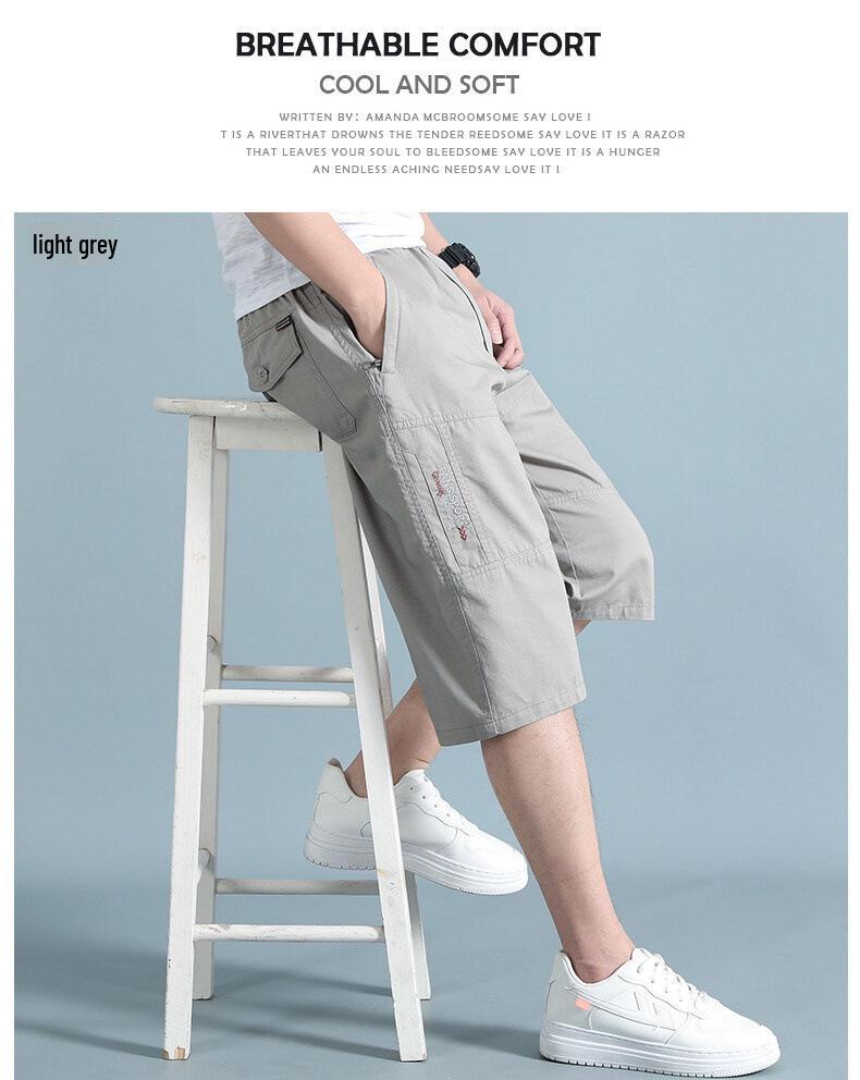 Men's Summer Casual Cotton Straight-Leg Shorts for Middle-Aged & Young, Loose-Fit Sports Outdoor Fashion.