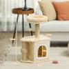 Cat Tree 66 cm Height Cat Tower with Bed Cave Platform Hanging Ball and Jute Post Beige