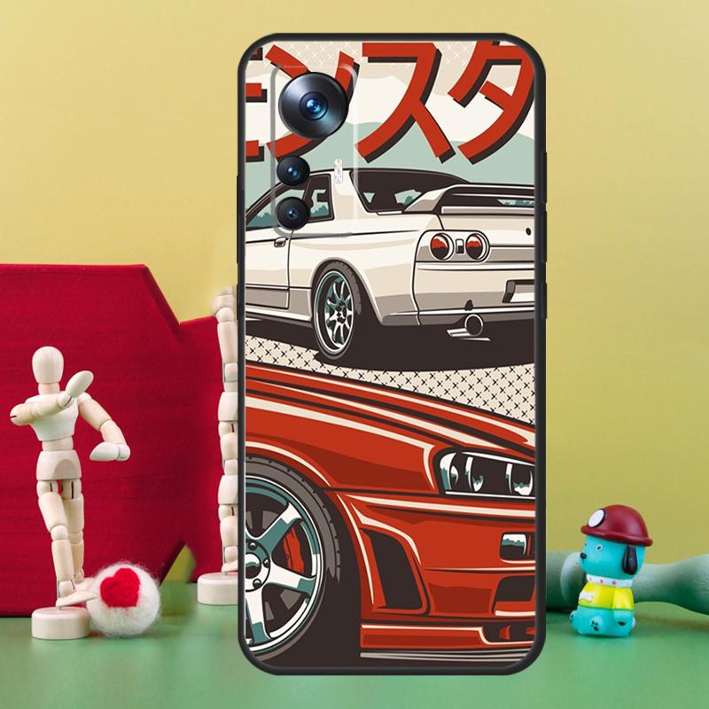 Sports Car JDM Drift Case For Xiaomi 15T 14T 13T Pro 13 14 15 Ultra 17 Pro Max POCO F5 F6 F7 X5 X6 X7 Pro Cover
